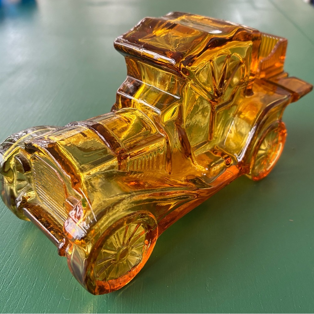 Avon Vintage Amber Glass Car Figurine